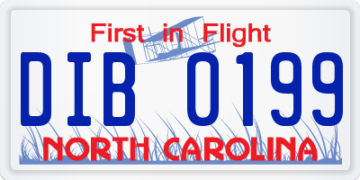 NC license plate DIB0199