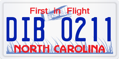 NC license plate DIB0211