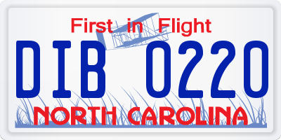 NC license plate DIB0220
