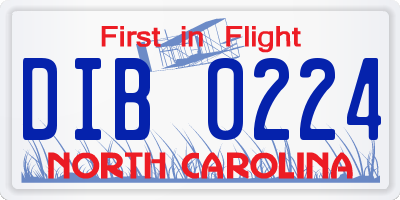NC license plate DIB0224