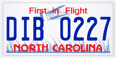 NC license plate DIB0227
