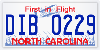 NC license plate DIB0229