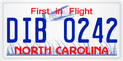 NC license plate DIB0242