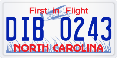 NC license plate DIB0243