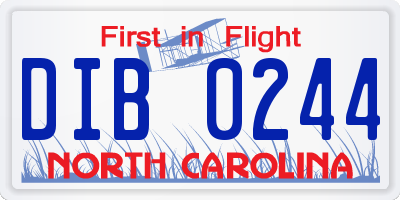 NC license plate DIB0244
