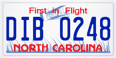 NC license plate DIB0248