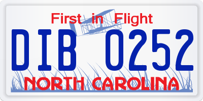 NC license plate DIB0252