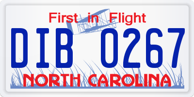 NC license plate DIB0267