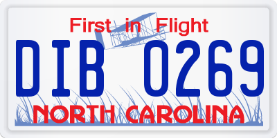 NC license plate DIB0269