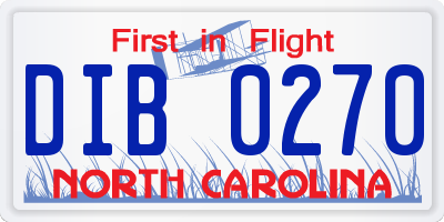 NC license plate DIB0270