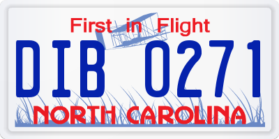 NC license plate DIB0271