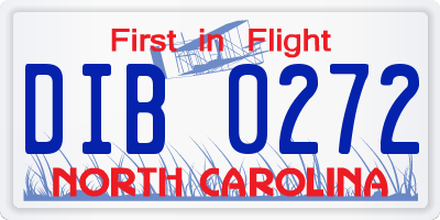 NC license plate DIB0272