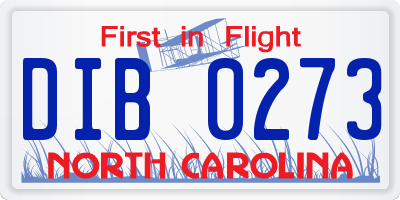 NC license plate DIB0273