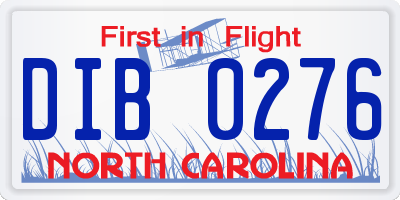 NC license plate DIB0276