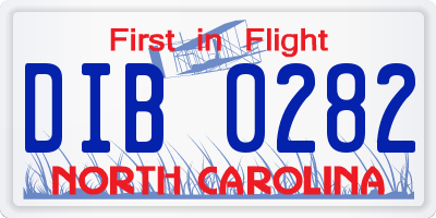 NC license plate DIB0282