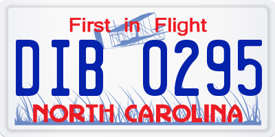 NC license plate DIB0295