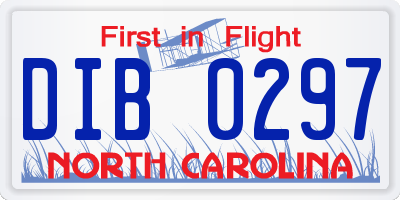 NC license plate DIB0297
