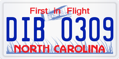 NC license plate DIB0309