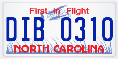 NC license plate DIB0310