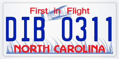 NC license plate DIB0311