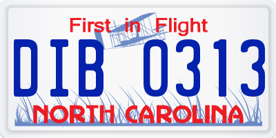 NC license plate DIB0313