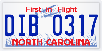 NC license plate DIB0317