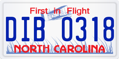 NC license plate DIB0318