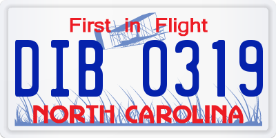 NC license plate DIB0319