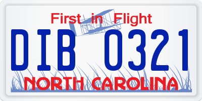 NC license plate DIB0321