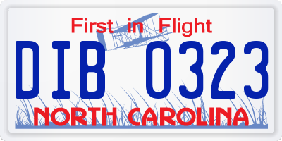 NC license plate DIB0323