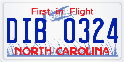 NC license plate DIB0324