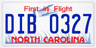 NC license plate DIB0327