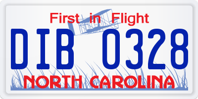 NC license plate DIB0328
