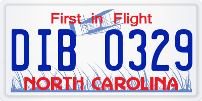 NC license plate DIB0329