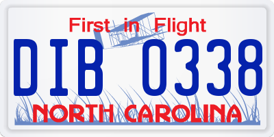 NC license plate DIB0338