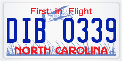 NC license plate DIB0339