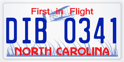 NC license plate DIB0341