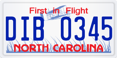 NC license plate DIB0345
