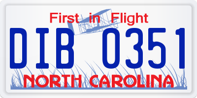 NC license plate DIB0351