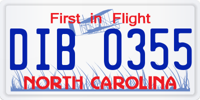 NC license plate DIB0355