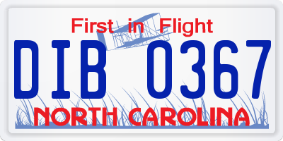 NC license plate DIB0367