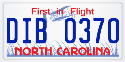 NC license plate DIB0370