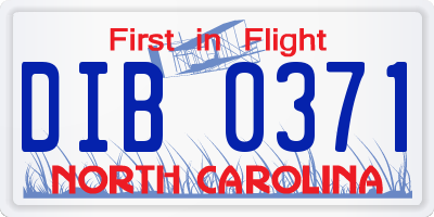 NC license plate DIB0371