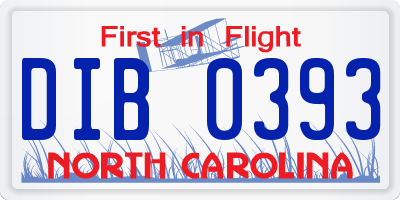 NC license plate DIB0393