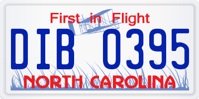 NC license plate DIB0395