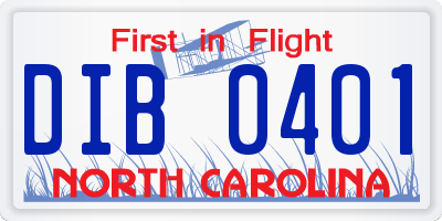 NC license plate DIB0401
