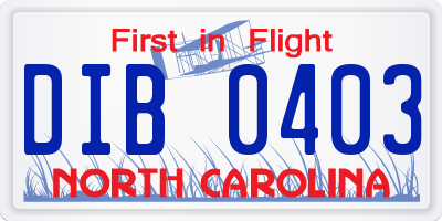 NC license plate DIB0403