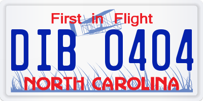 NC license plate DIB0404