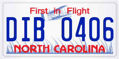 NC license plate DIB0406