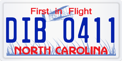 NC license plate DIB0411